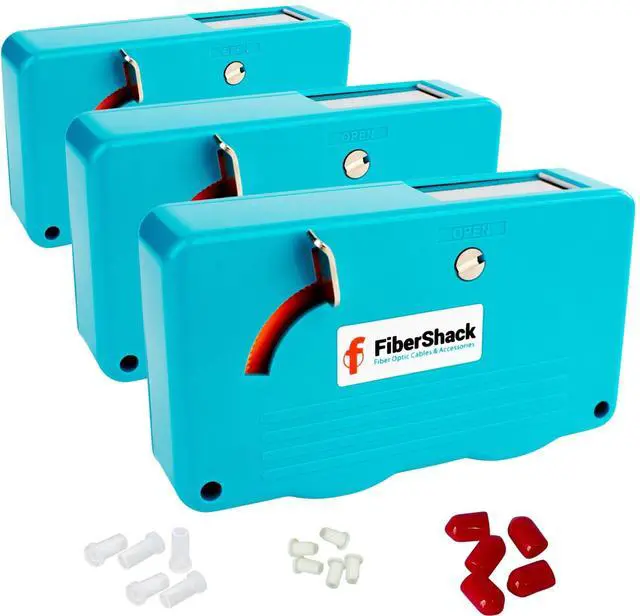 Main image of Fiber Optic Cable Cleaning Box - 3 Pack - Cleans Both SC & LC Fiber Optic Cables & Connectors - Includes Dust Caps for 1.25mm & 2.5mm Patch Cord End Faces