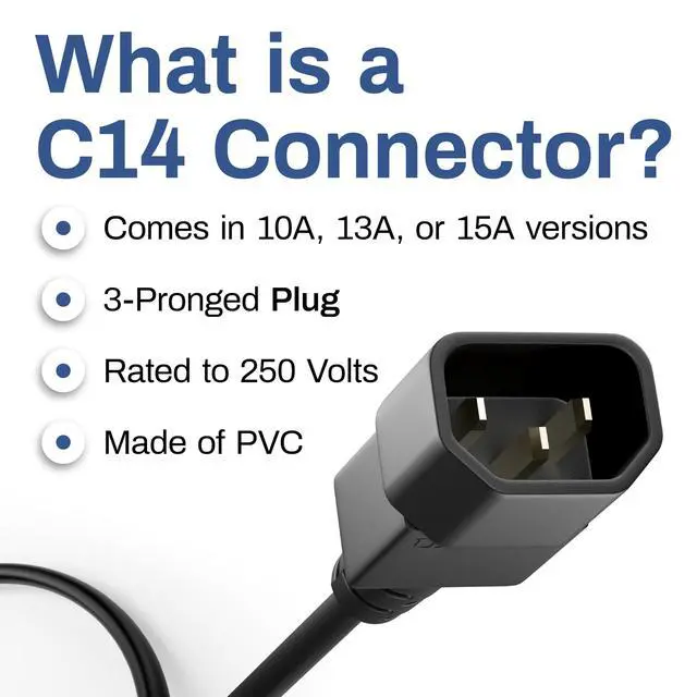 Alt view image 3 of 4 - PDU Power Cable C13 to C14, 2 Foot - 20 Pack Black, 10 Amp - SJT 250V, UL Listed, 18AWG IEC Extension Cord, Reliable Server Rack Power Cable for PDU, UPS, Network Equipment, Data Centers