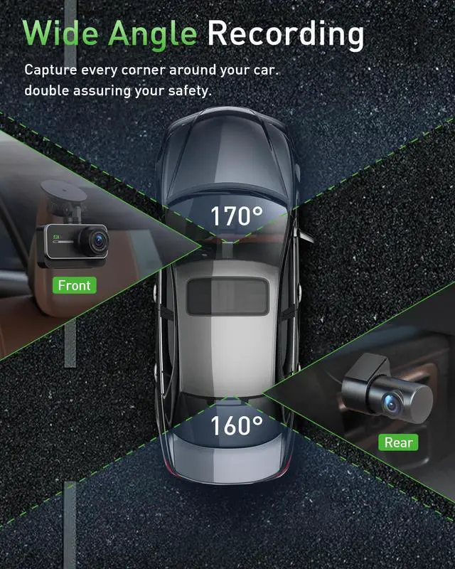 Alt view image 4 of 4 - Dash Cam Front and Rear,4K+1080P WiFi Dual Dash Camera for Cars with App, 3" IPS Dashboard Camera Recorder,Night Vision,24H/7 Parking Mode, Loop Recording,170° Wide Angle,Free 64GB SD Card