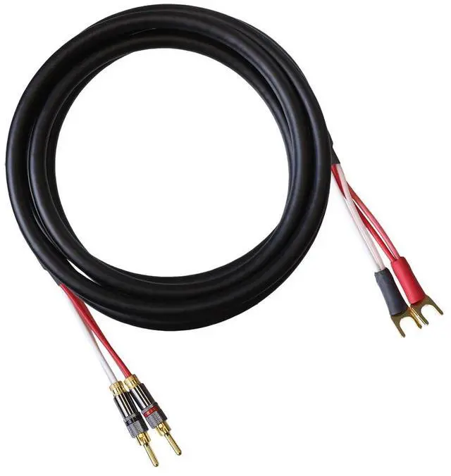 Main image of Canare 4S11 Speaker Cable, with Ultrasonically-Welded Conventional (Non-Bi-Wire) Terminations, (One Cable - for one Speaker); Assembled in The USA (15 Foot, Black, Bananas to Spades)