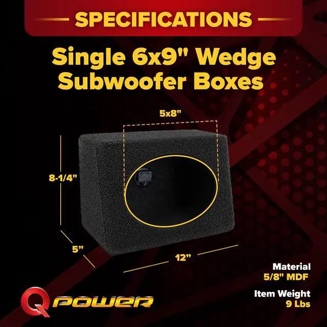 Alt view image 3 of 6 - QPOWER Q-Bomb 6x9" Car Subwoofer Box Enclosures w/Bedliner Spray Pair (4 Pack)