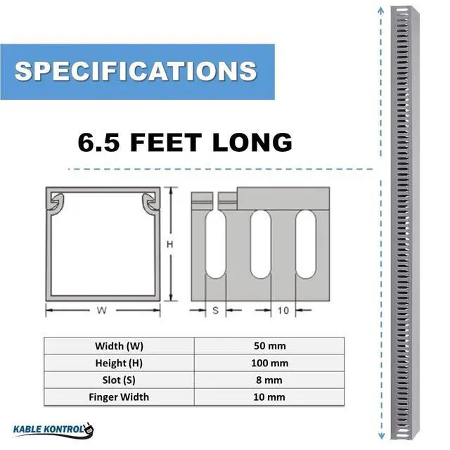 Alt view image 2 of 4 - Wire Duct Open Slot Cable Raceway - 2 Width x 4 Height - 6.5 feet Long - 1 Pc/Pack Gray PVC Wiring Trough Wire Cover Cord Hider for Under Desk Industrial Cable Management