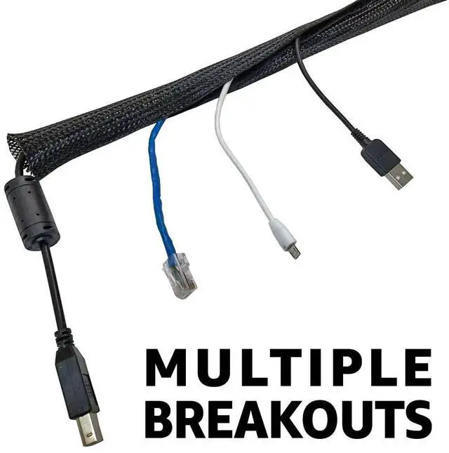 Alt view image 2 of 4 - 2" Side Entry Cable Wrap Braided Sleeving with Hook & Loop Fastener - 50 Feet (White)