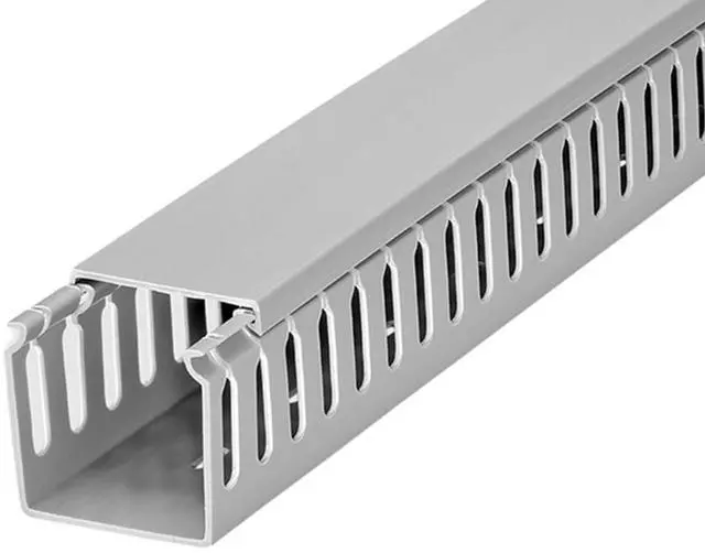 Main image of Wire Duct Open Slot Cable Raceway - 3 Width x 3 Height - 6.5 feet Long - 1 Pc/Pack Gray PVC Wiring Trough Wire Cover Cord Hider for Under Desk Industrial Cable Management