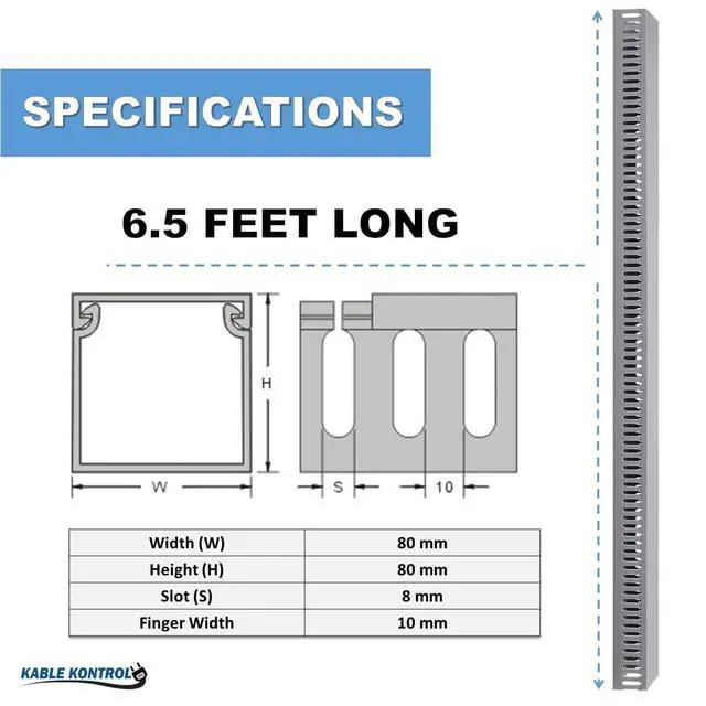 Alt view image 2 of 4 - Wire Duct Open Slot Cable Raceway - 3 Width x 3 Height - 6.5 feet Long - 1 Pc/Pack Gray PVC Wiring Trough Wire Cover Cord Hider for Under Desk Industrial Cable Management