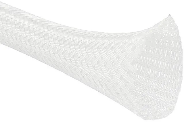 Main image of 50 Ft - 1.5" Inch Braided Cable Sleeve - Self Closing Split Wire Wrap Cord Hider Organizer Wire Loom Tubing Cover for Automotive, Industrial Cable Management - White