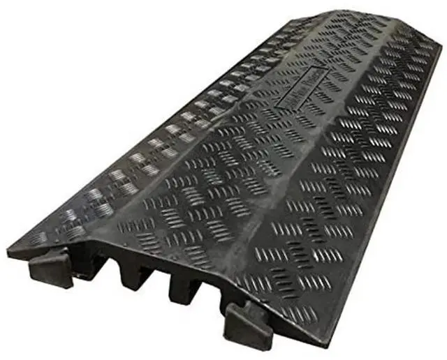 Main image of Drop Over Floor Cord Cover 40 Inch Long 3 Channel Cable or Wire Protector Rubber Ramp for Indoor and Outdoor Use Black
