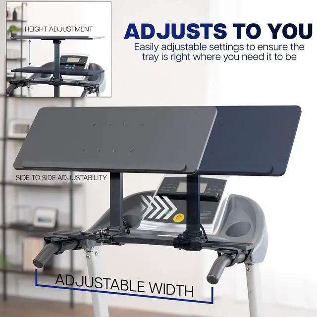 Alt view image 3 of 4 - Wooden Laptop Treadmill Desk, Tilting Ergonomic Notebook Mount Stand with Mouse Pad and Wrist Support, Fits Both Round and Square Handlebars, Black, STAND-TDML4R