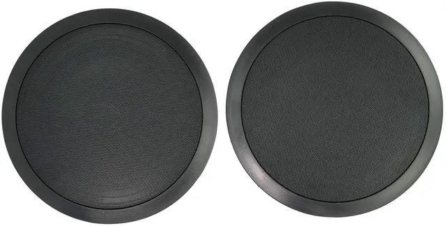 Main image of Pair CC80T Black 8" Commercial 70V Ceiling Speakers, 20W, 8 Ohm, Aimable Tweeter, Paintable Grill, High-Fidelity Sound, for Restaurants/Bars/Cafes