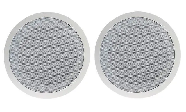 Main image of CC80T White Pair 8" 70V Commercial in-Ceiling Speakers, White, Aimable Tweeter, Paintable Grill, High-Fidelity Audio, for Restaurants and Bars