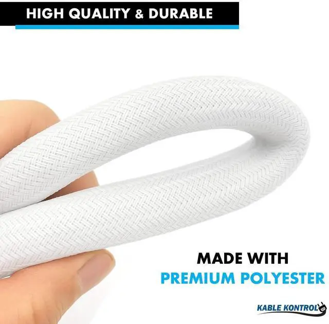 Alt view image 4 of 4 - 150 Ft - 0.38" Inch Braided Cable Sleeve - Self Closing Split Wire Wrap Cord Hider Organizer Wire Loom Tubing Cover for Automotive, Industrial Cable Management - White