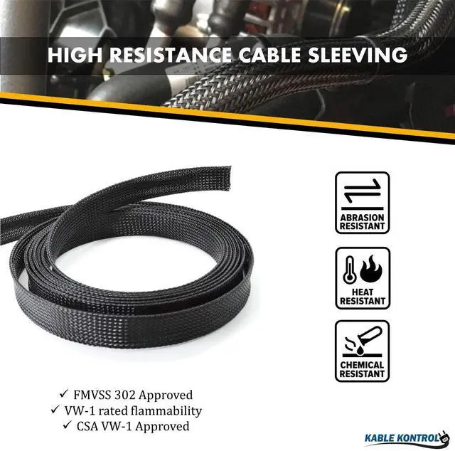 Alt view image 4 of 4 - PET Expandable Braided Sleeving - 3/8 Inch - 500 Feet Long - Black Cable Sleeve Automotive Wire Loom, Cable Wrap, Cord Protector from Pets, Cable Management - Black