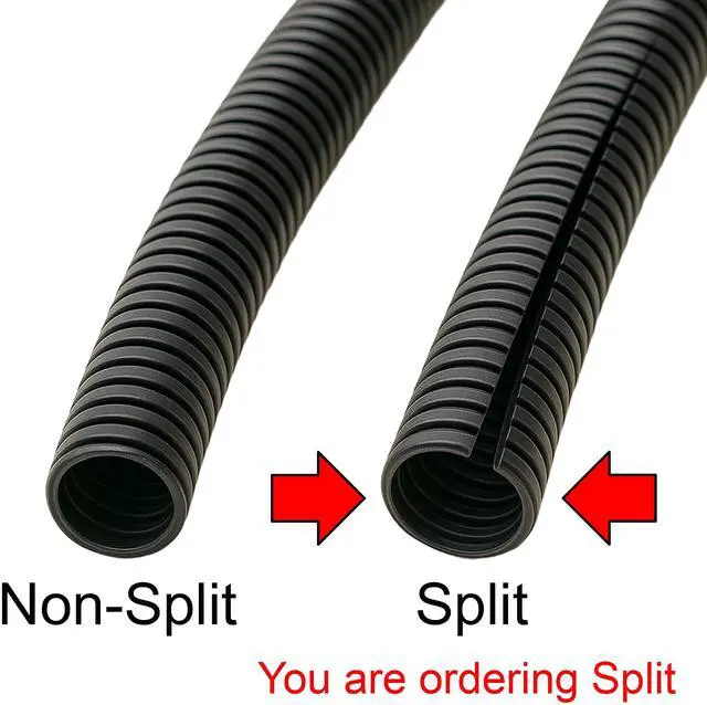 Alt view image 2 of 4 - Split Wire Loom Tubing Polyethylene Corrugated Flexible Conduit - 1.5" Nominal Size - 50 Feet - White