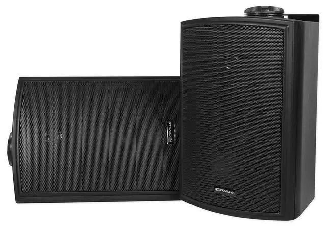Main image of HP5S-8 BK (2) 420W 5.25" Outdoor/Indoor Wall Mount Speakers, 8-Ohm, Weather Resistant, Swivel Brackets, Paintable Grill, Perfect for Patios and Home Theater