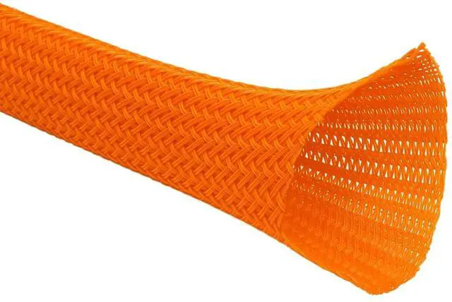 Main image of 50 Ft - 1.25 Inch Braided Cable Sleeve - Self Closing Split Wire Wrap Cord Hider Organizer Wire Loom Tubing Cover for Automotive, Industrial Cable Management - Orange