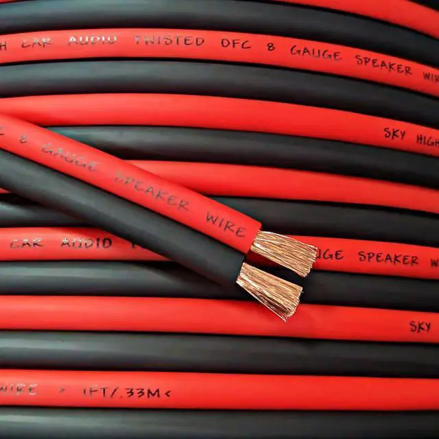 Main image of 25' feet OFC True 8 Gauge AWG Oxygen Free Copper Speaker Wire RD/BK Car Home Audio