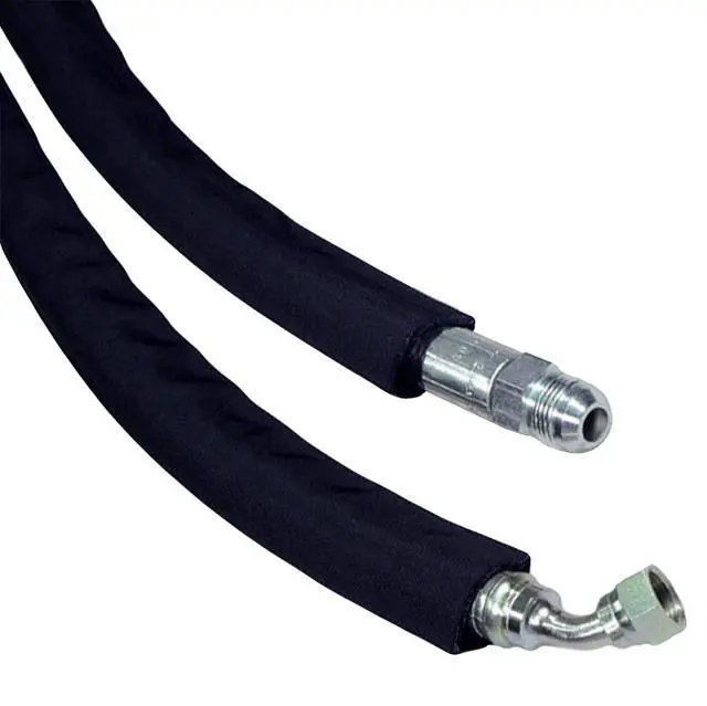 Alt view image 3 of 4 - 1/2" Hydraulic Hose Burst Protection Sleeving Nylon Hose Guard Protector Sleeve - 50 Feet - Black with Yellow Inner Liner