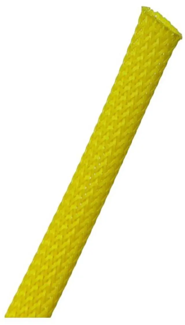 Main image of PET Expandable Braided Sleeving - 2-1/2 Inch - 50 Feet Long - Yellow Cable Sleeve Automotive Wire Loom, Cable Wrap, Cord Protector from Pets, Cable Management - Yellow