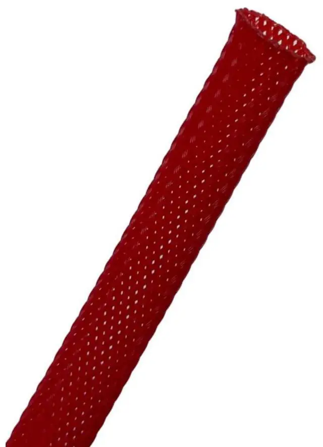 Main image of PET Expandable Braided Sleeving - 1-1/2 Inch - 100 Feet Long - Red Cable Sleeve Automotive Wire Loom, Cable Wrap, Cord Protector from Pets, Cable Management - Red