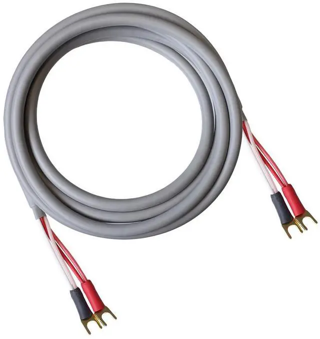 Main image of Canare 4S11 Speaker Cable, with Ultrasonically-Welded Conventional (Non-Bi-Wire) Terminations, (One Cable - for one Speaker); Assembled in The USA (8 Foot, Grey, Spades to Spades)