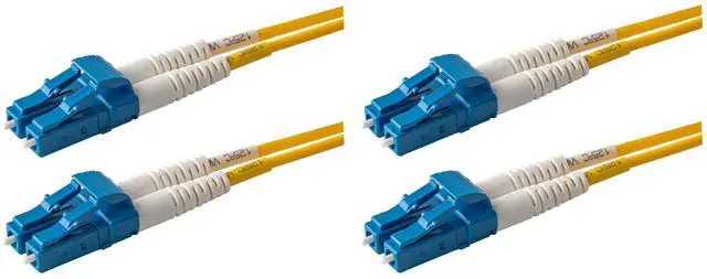 Main image of 2-Pack 22 Meter LC to LC Fiber Patch Cable, Corning SMF-28 Singlemode 9/125um Ultra Optical Fiber, OS1/OS2 Compatible, Duplex Yellow Riser OFNR Cable Jacket