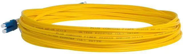 Alt view image 4 of 4 - 12-Pack 3 Meter LC to LC Fiber Patch Cable, Corning SMF-28 Singlemode 9/125um Ultra Optical Fiber, Duplex, Yellow Riser OFNR Cable Jacket