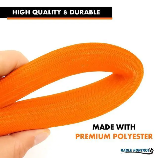 Alt view image 4 of 4 - 25 Ft - 2" Inch Braided Cable Sleeve - Self Closing Split Wire Wrap Cord Hider Organizer Wire Loom Tubing Cover for Automotive, Industrial Cable Management - Orange