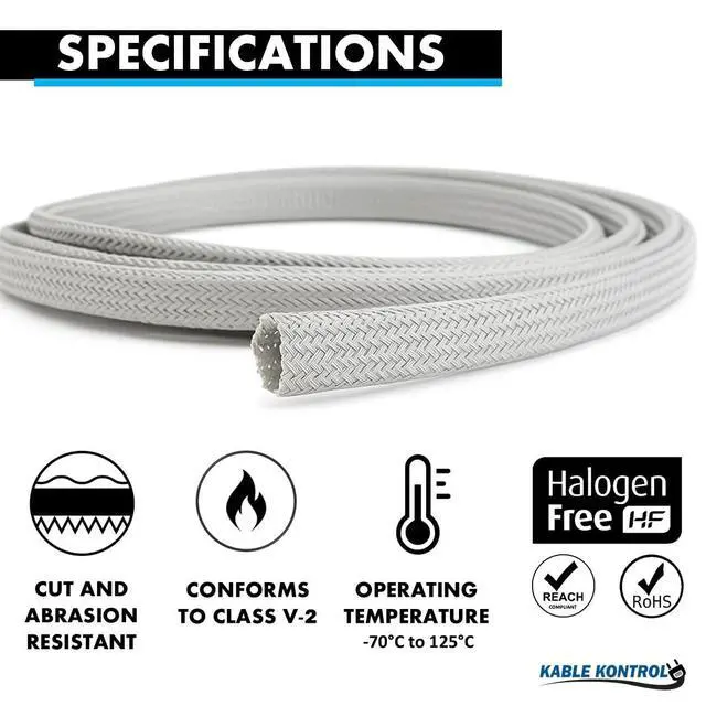 Alt view image 2 of 4 - 25 Ft - 2" Inch Braided Cable Sleeve - Self Closing Split Wire Wrap Cord Hider Organizer Wire Loom Tubing Cover for Automotive, Industrial Cable Management - Platinum Gray