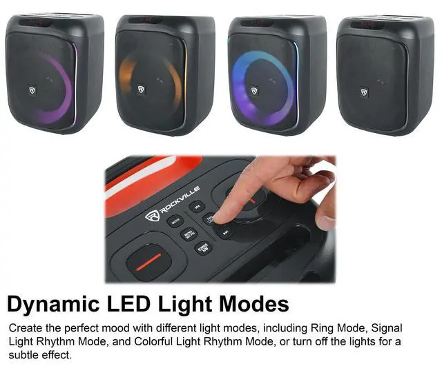 Alt view image 3 of 4 - ROCKBOX PRO V2 150W Portable Bluetooth Speaker, LED Party Lights, TWS Pairing, Mic Input, for Outdoor Events and Karaoke