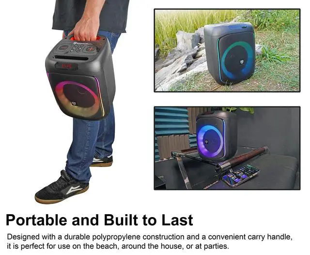Alt view image 4 of 4 - ROCKBOX PRO V2 150W Portable Bluetooth Speaker, LED Party Lights, TWS Pairing, Mic Input, for Outdoor Events and Karaoke