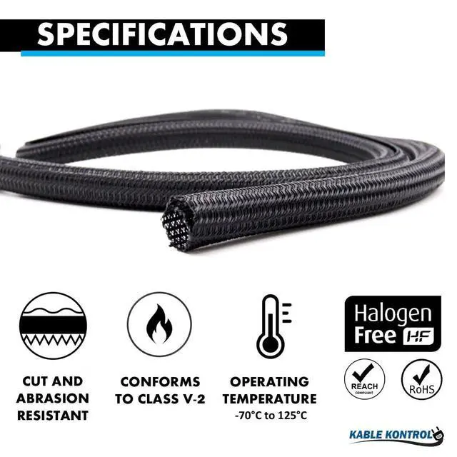 Alt view image 2 of 4 - 25 Ft - 2" Inch Braided Cable Sleeve - Self Closing Split Wire Wrap Cord Hider Organizer Wire Loom Tubing Cover for Automotive, Industrial Cable Management - Black