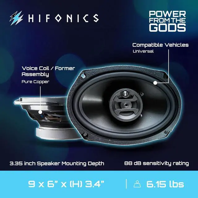 Alt view image 4 of 6 - Zeus ZS-693, 800 Watt 6 x 9 Inch 3 Way Car Audio Coaxial Speakers, 2 Pairs, Black