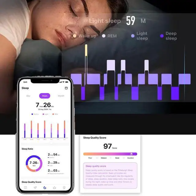 Alt view image 3 of 4 - Smart Ring for Women & Men, Health Tracker with Blood Oxygen Monitor, Heart Rate & Sleep Monitor, 5-7 Days Battery, Waterproof Fitness Ring, Black, Size #8