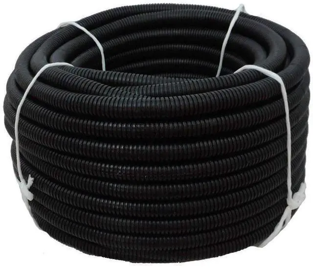 Main image of ® Flexible Polyethylene LDPE Non-Split Corrugated Wire Loom Tubing (Black, 1" Dia x 100 ft)