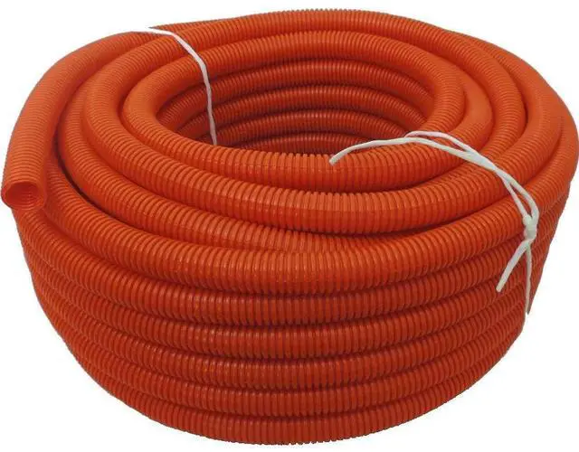 Main image of Flexible Polyethylene LDPE Non-Split Corrugated Wire Loom Tubing (1" Dia. x 100 ft, Orange)