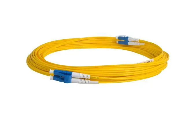 Alt view image 3 of 4 - 12-Pack 2 Meter LC to LC Fiber Patch Cable, Corning SMF-28 Singlemode 9/125um Ultra Optical Fiber, Duplex, Yellow Riser OFNR Cable Jacket