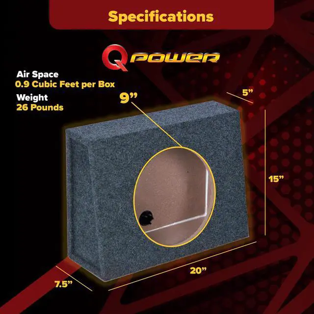 Alt view image 3 of 4 - QPower Pack of 2 Single 10-Inch Sealed Subwoofer Boxes, 0.9 Cubic Feet of Airspace Per Box, Solid 5/8-Inch MDF Construction
