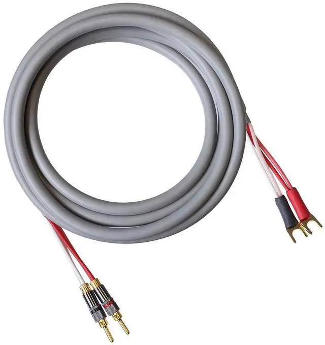 Main image of Canare 4S11 Speaker Cable, with Ultrasonically-Welded Conventional (Non-Bi-Wire) Terminations, (One Cable - for one Speaker); Assembled in The USA (6 Foot, Grey, Bananas to Spades)