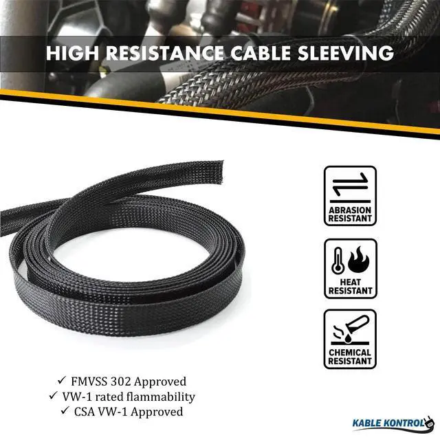 Alt view image 4 of 4 - PET Expandable Braided Sleeving - 2-1/2 Inch - 50 Feet Long - Black Cable Sleeve Automotive Wire Loom, Cable Wrap, Cord Protector from Pets, Cable Management - Black