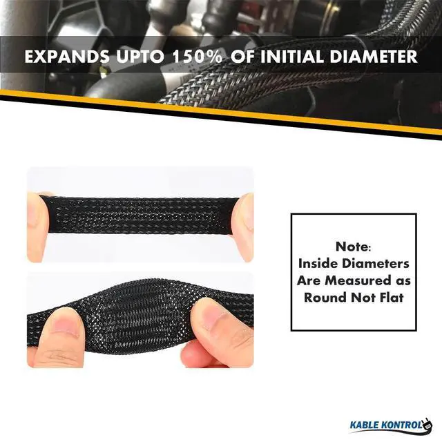 Alt view image 3 of 4 - PET Expandable Braided Sleeving - 3 Inch - 50 Feet Long - Black Cable Sleeve Automotive Wire Loom, Cable Wrap, Cord Protector from Pets, Cable Management - Black