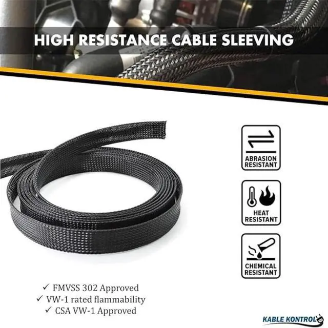 Alt view image 4 of 4 - PET Expandable Braided Sleeving - 1-1/2 Inch - 100 Feet Long - Orange Cable Sleeve Automotive Wire Loom, Cable Wrap, Cord Protector from Pets, Cable Management - Orange