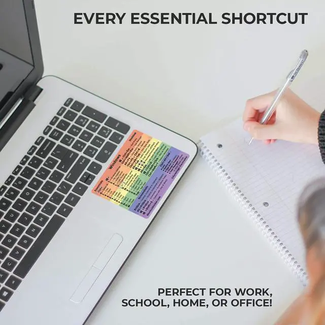 Alt view image 2 of 4 - (100pcs) Windows PC Reference Keyboard Shortcut Sticker | Vinyl, Laminated Windows Shortcut Sticker for PC Laptop or Desktop | Shortcuts Cheat Sheet (Rainbow/Small/100)