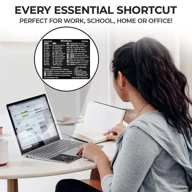 Alt view image 4 of 4 - (100pcs) Windows PC Reference Keyboard Shortcut Sticker | Vinyl, Laminated Windows Shortcut Sticker for PC Laptop or Desktop | Shortcuts Cheat Sheet (Black/Small/100)