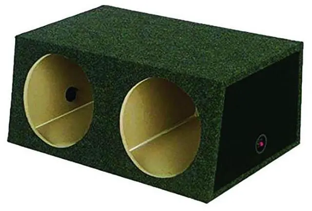 Main image of Dual 12-Inch Sealed Angled Subwoofer Box, Offers 1.2 Cubic Feet of Airspace Per Chamber, Solid 5/8-Inch MDF Construction