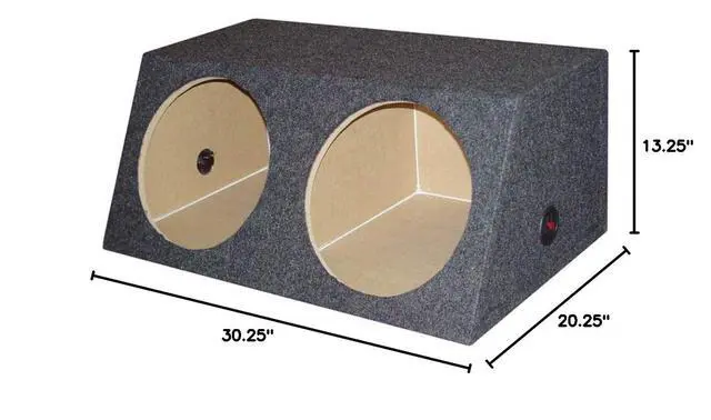 Alt view image 2 of 2 - Dual 12-Inch Sealed Angled Subwoofer Box, Offers 1.2 Cubic Feet of Airspace Per Chamber, Solid 5/8-Inch MDF Construction