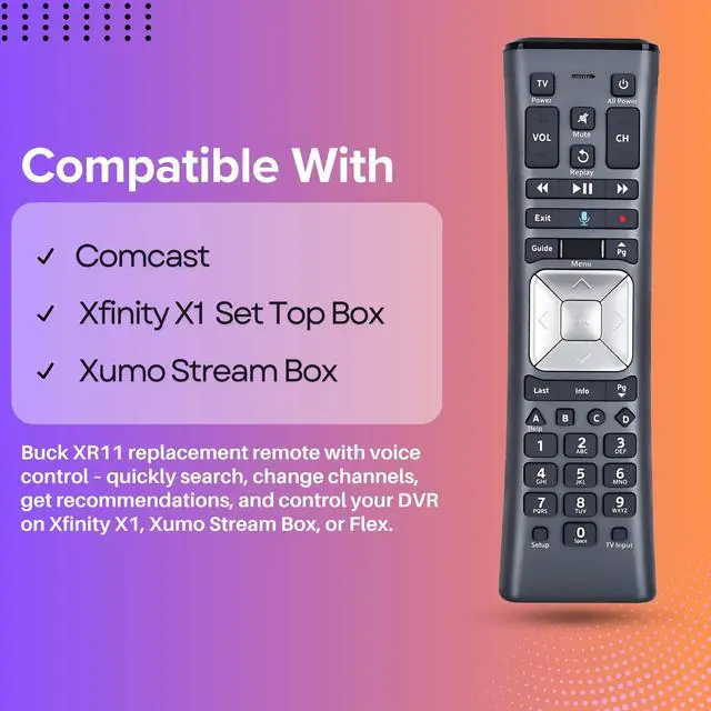 Alt view image 2 of 4 - 2 Pack XR11 Xfinity Remote Control Replacement Universal IR/RF Remote for Cox & Comcast, Easy Pairing, Voice Search, Backlit Keys, Compatible with X1, XG1, Xi3 Cable Boxes/DVR Receivers