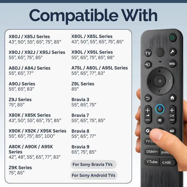 Alt view image 3 of 4 - 2 Pack RMF-TX920U Remote Control Compatible with Sony Bravia Voice Control, Easy Setup Works with Bravia Google TV Models X90J, X95J, A80J, A90J, A95K, A95L, Z9J, X90K, X90L