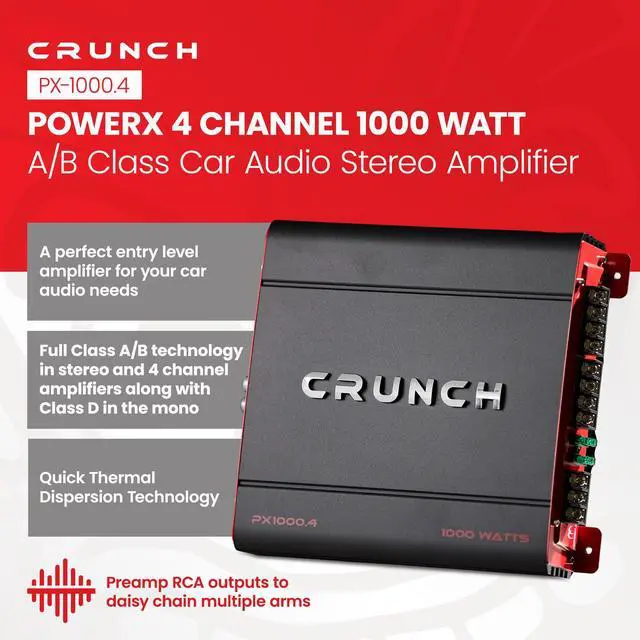 Alt view image 2 of 6 - 4 Channel 1000 Watt Amp Car Truck Motor Vehicle Stereo Power Amplifier, PX 1000.4