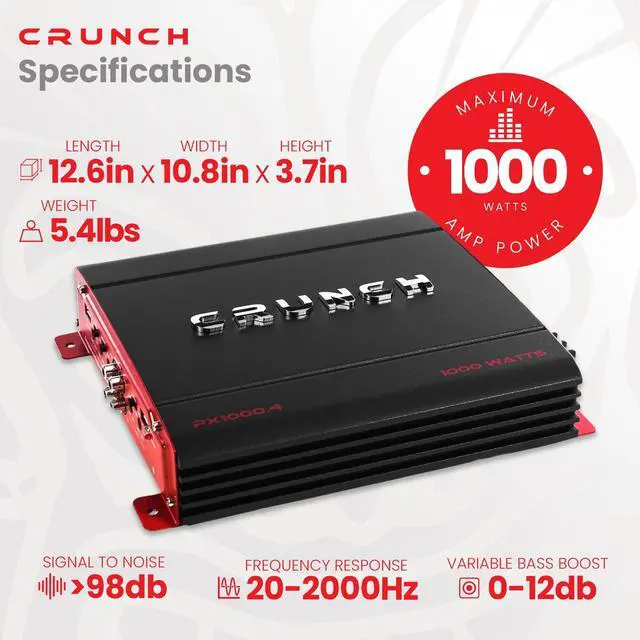 Alt view image 3 of 6 - 4 Channel 1000 Watt Amp Car Truck Motor Vehicle Stereo Power Amplifier, PX 1000.4