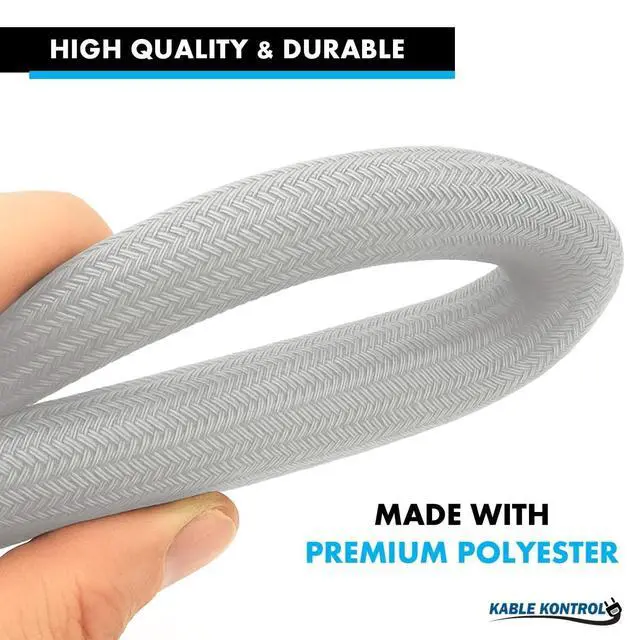 Alt view image 4 of 4 - 50 Ft - 0.75 Inch Braided Cable Sleeve - Self Closing Split Wire Wrap Cord Hider Organizer Wire Loom Tubing Cover for Automotive, Industrial Cable Management - Platinum Gray